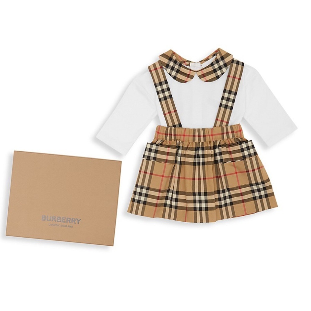 Burberry Kids Plaid Dress Set - Beige